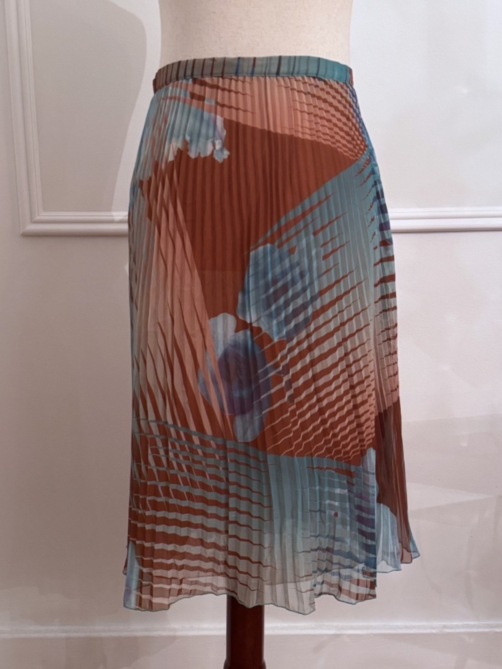 VINTAGE Versus Versace Y2K Pleated Midi Skirt Abstract Print Sz IT 46